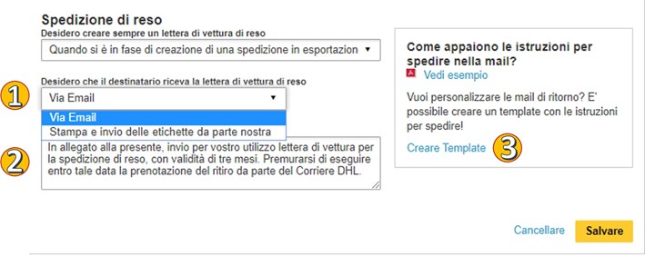 Numero lettera di vettura di reso dhl